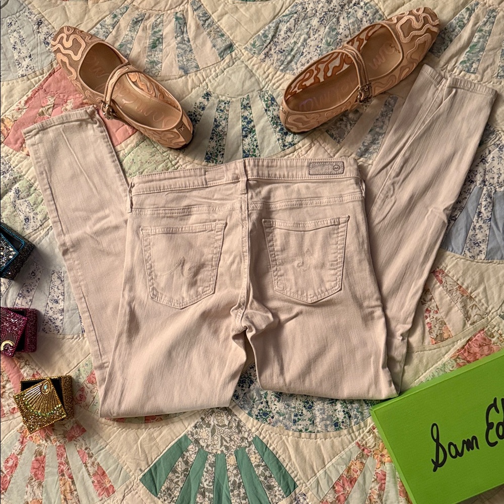 AG Adriano Goldschmied Women's Light Pink/beige27R  Stevie Slim StraightLeg